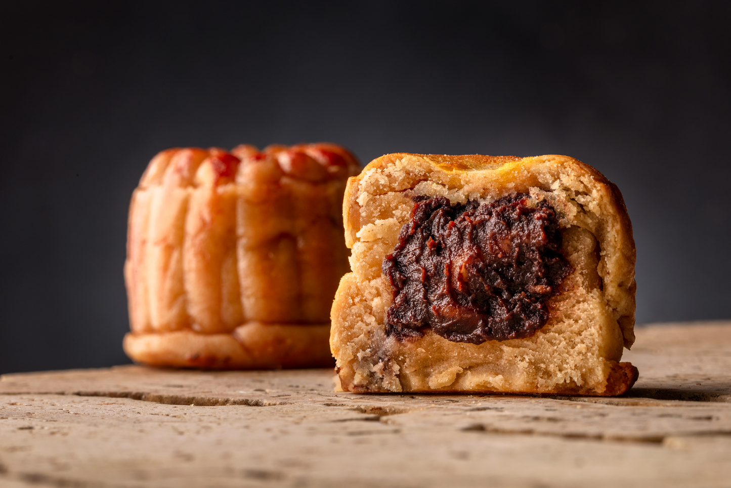 2x Biscotti fatti a mano ripieni MOON CAKE gusto marmellata di fagioli Azuki Anko